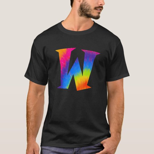 Alphabet Tie Dye Center Big Letter W T-shirt (Voorkant)