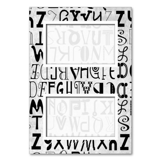 Alphabet Typografie Tented Name Place Cards Kaart (Voorkant)
