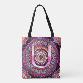 Alphabet U mandala Tote Bag