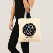Alphabet U Monogram Handschrift Tote Bag (Voorkant (product))