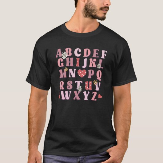 Alphabet Valentine ABCs Learning Back To School Te T-shirt (Voorkant)