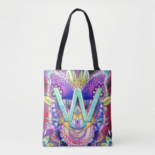 Alphabet W mandala Tote Bag (Voorkant)
