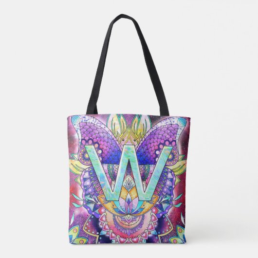 Alphabet W mandala Tote Bag (Achterkant)
