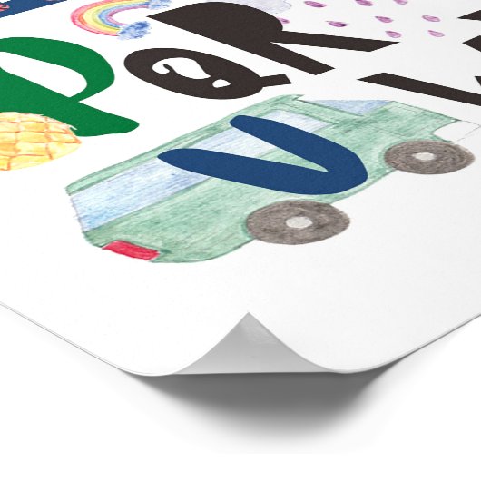 Alphabet Wall Art, Waterverf ABC Kinderdecor Poster (Hoek)