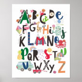 Alphabet Wall Art, Waterverf ABC Kinderdecor Poster (Voorkant)