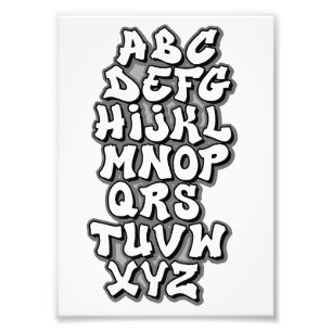 Alphabet White / Grey Foto Afdruk
