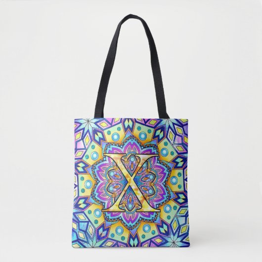Alphabet X mandala Tote Bag (Voorkant)