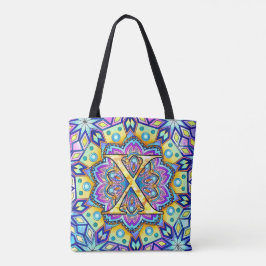 Alphabet X mandala Tote Bag