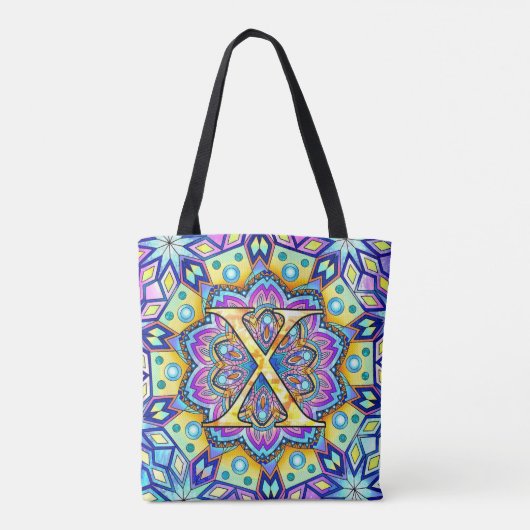 Alphabet X mandala Tote Bag (Achterkant)