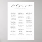 Alphabetical Elegant Wedding Seating Chart Poster (Voorkant)