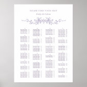 Alphabetical Order Lavender Wedding Seating Chart Poster (Voorkant)