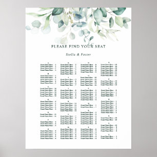 ALPHABETISCHE Orde Elegant Wedding Seding Chart Poster