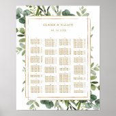 ALPHABETISCHE ORDE Gold Greenery Wedding Seating Poster (Voorkant)
