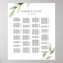 ALPHABETISCHE ORDE Green Wedding Seding Chart Poster