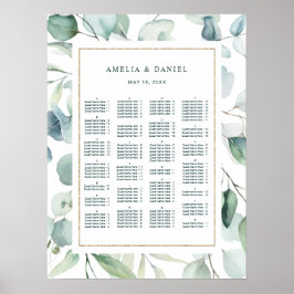 ALPHABETISCHE Orde Greenery Wedding Seating Chart Poster