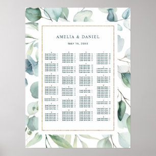 ALPHABETISCHE Orde Greenery Wedding Seating Chart Poster