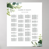 ALPHABETISCHE ORDER Greenery Wedding Seding Chart Poster (Voorkant)