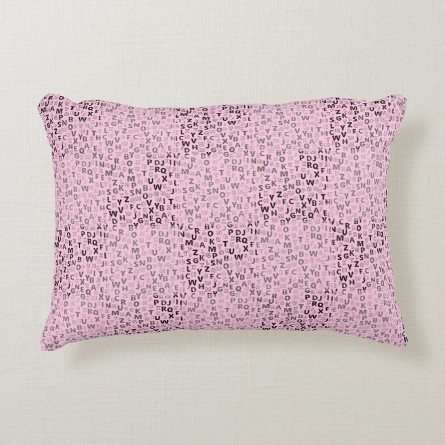 Alphabets Patroon 01 BW LPink BG Accent Kussen (Voorkant)