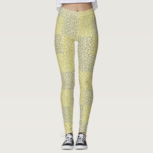 Alphabets Patroon 02 YW 2Tonesx4.bw Lyellow BG Leggings (Voorkant)