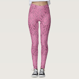 Alphabets Pattern 01 BW Pink BG Leggings