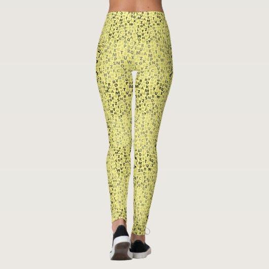 Alphabets Pattern 01 BW.w LYellow BG Leggings (Achterkant)