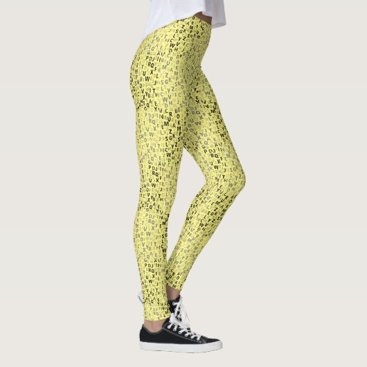 Alphabets Pattern 01 BW.w LYellow BG Leggings (Rechts)