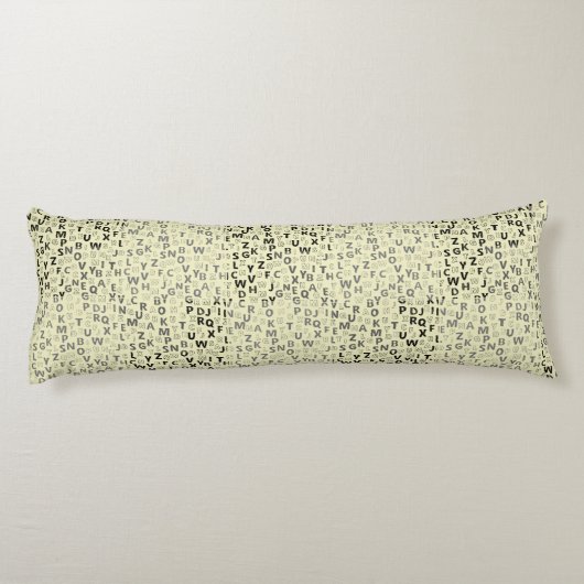 Alphabets Pattern 01 BW.w LYellow BG Lichaamskussen (Achterkant)