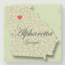 Alpharetta, Georgia, Heart, Map, Onderzetters