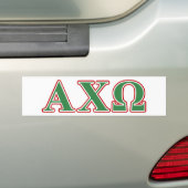 Alphi Chi Omega Green and Red Letters Bumpersticker (Op auto)