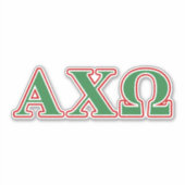 Alphi Chi Omega Green and Red Letters Sticker (Voorkant)