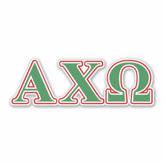Alphi Chi Omega Green and Red Letters Sticker (Voorkant)