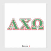 Alphi Chi Omega Green and Red Letters Sticker (Vel)
