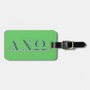 Alphi Chi Omega Green Letters Bagagelabel