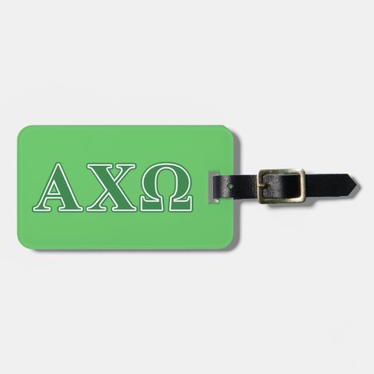 Alphi Chi Omega Green Letters Bagagelabel (Voorkant horizontaal)