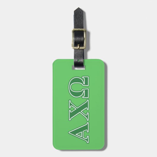 Alphi Chi Omega Green Letters Bagagelabel (Voorkant verticaal)