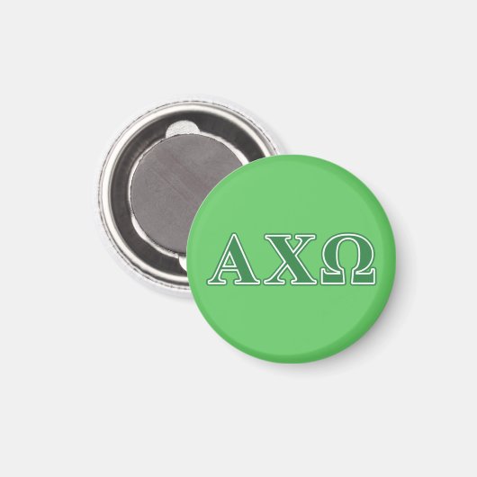Alphi Chi Omega Green Letters Magneet (Voorkant / Achterkant)