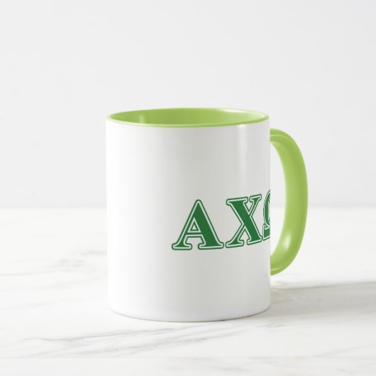 Alphi Chi Omega Green Letters Mok (Voorkant rechts)