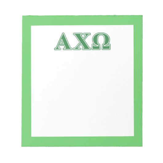Alphi Chi Omega Green Letters Notitieblok (Voorkant)
