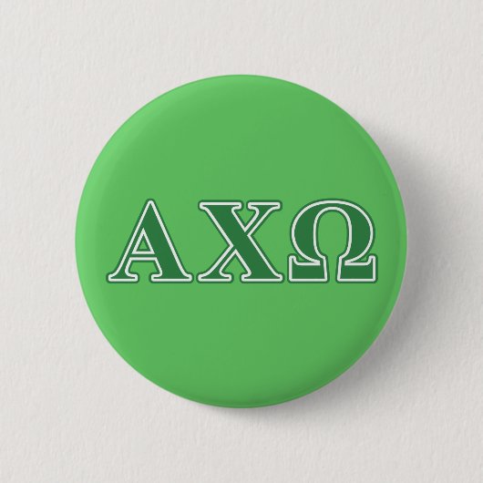 Alphi Chi Omega Green Letters Ronde Button 5,7 Cm (Voorkant)