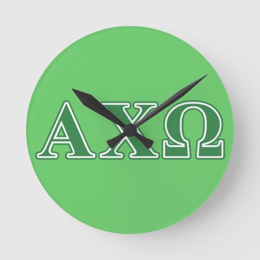 Alphi Chi Omega Green Letters Ronde Klok (Voorkant)