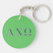 Alphi Chi Omega Green Letters Sleutelhanger (Achterkant)