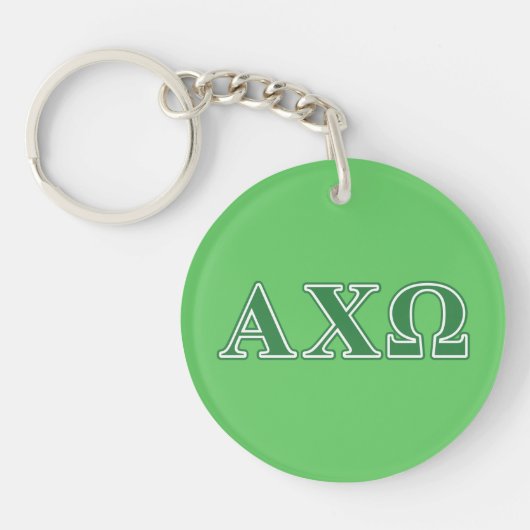 Alphi Chi Omega Green Letters Sleutelhanger (Voorkant)