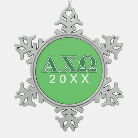 Alphi Chi Omega Green Letters Tin Sneeuwvlok Ornament (Voorkant)