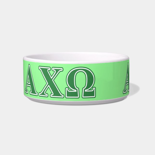 Alphi Chi Omega Green Letters Voerbakje (Links)