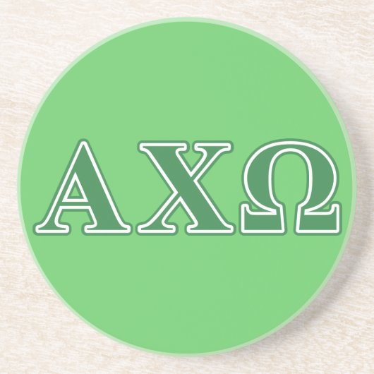 Alphi Chi Omega Green Letters Zandsteen Onderzetter (Voorkant)