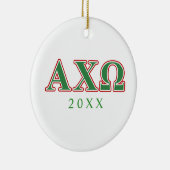 Alphi Chi Omega Groene en Rode Letters Keramisch Ornament (Rechts)