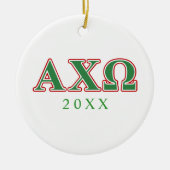 Alphi Chi Omega Groene en Rode Letters Keramisch Ornament (Voorkant)