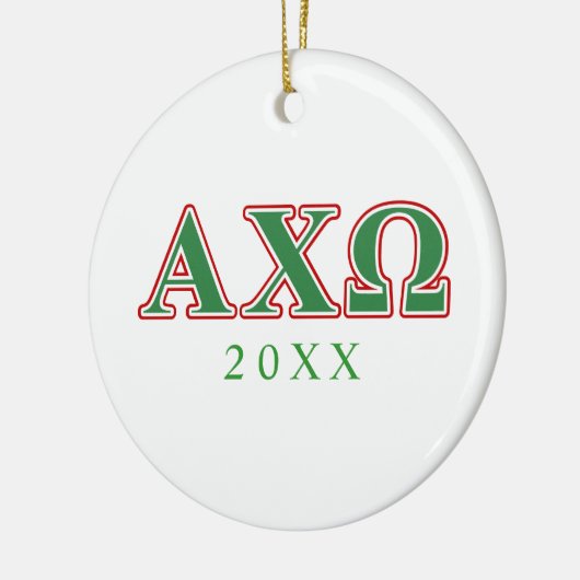 Alphi Chi Omega Groene en Rode Letters Keramisch Ornament (Links)