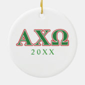 Alphi Chi Omega Groene en Rode Letters Keramisch Ornament (Achterkant)