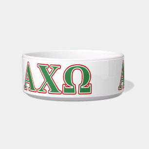 Alphi Chi Omega Groene en Rode Letters Voerbakje